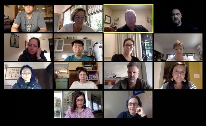 Despite being stuck in different corners of the world, staff still have weekly meetings.