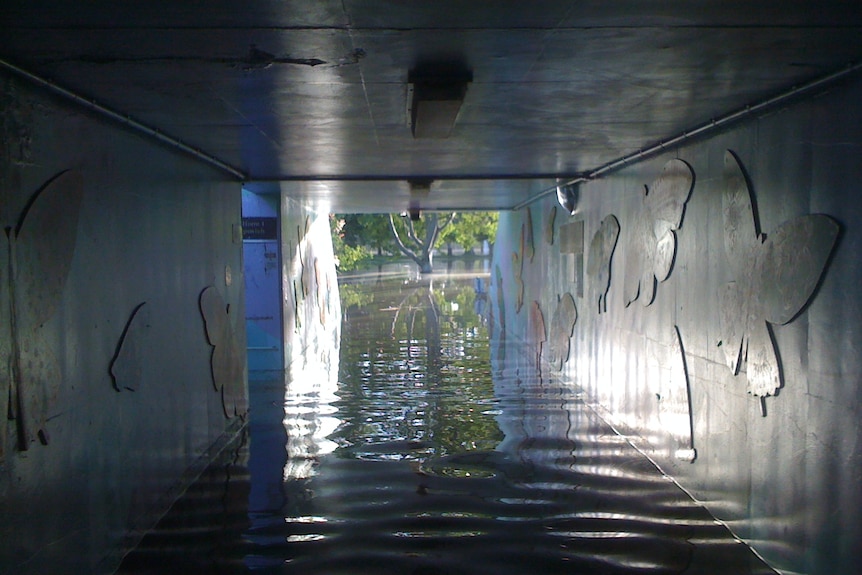 Chelmer railway underpass underwater