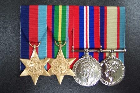 Replica WWII medals belonging to Kenneth Handford