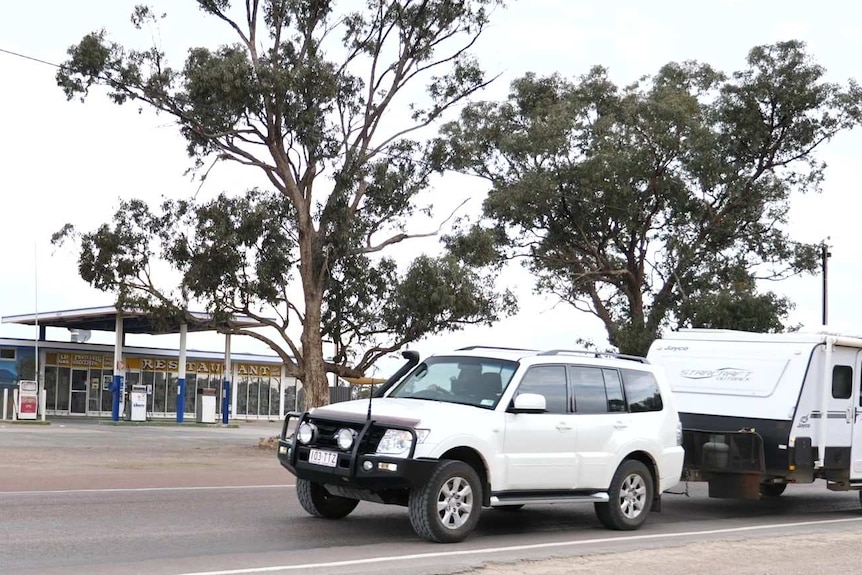 Caravan being towed along the road