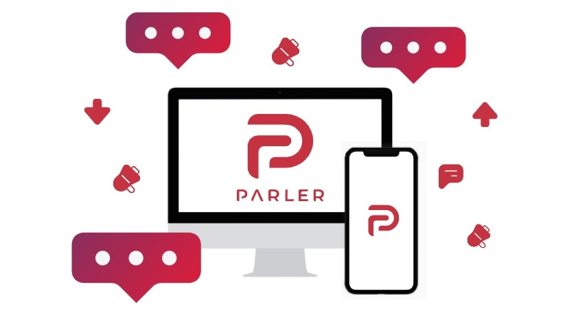 The Parler social media platform logo.