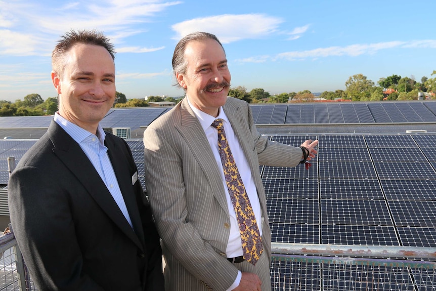 Infinite Energy managing director Aidan Jenkins(left) and Paul Avon-Smith from Broadway Fair shopping centre in Nedlands.