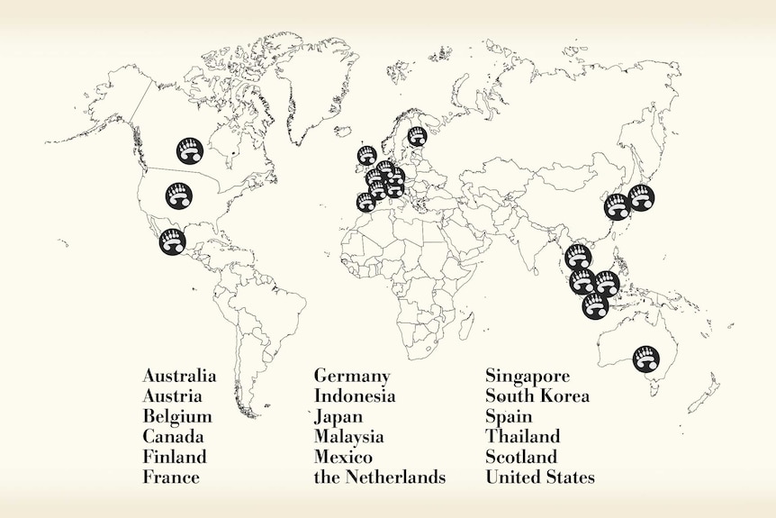Ένας χάρτης που δείχνει τις χώρες όπου βρίσκονται οι Pandas, συμπεριλαμβανομένων των Ηνωμένων Πολιτειών, της Ιαπωνίας και της Νότιας Κορέας