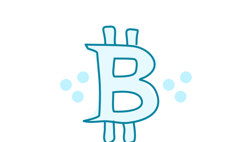 A drawing of the Bitcoin symbol.