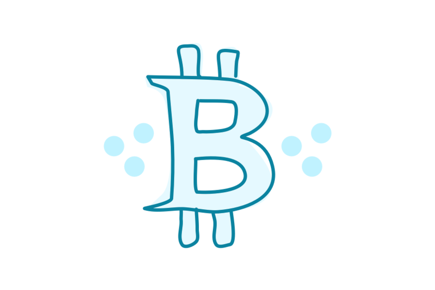 A drawing of the Bitcoin symbol.