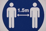 A sign urging people to stay 1.5 metres apart from each other.