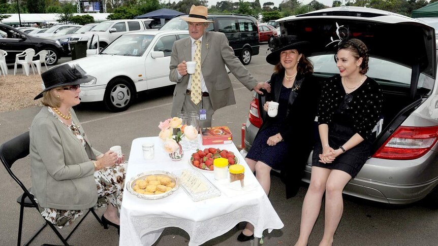 Race-goers enjoy a champagne breakfast