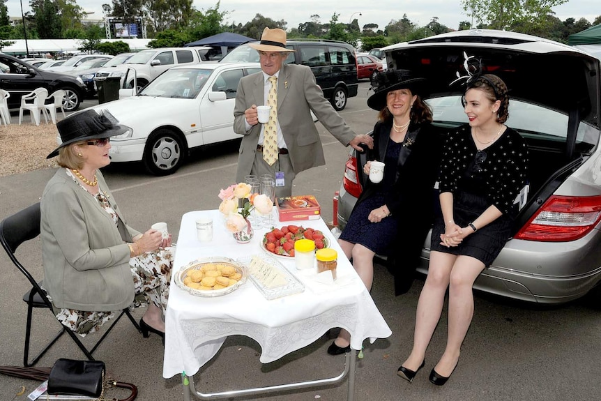 Race-goers enjoy a champagne breakfast