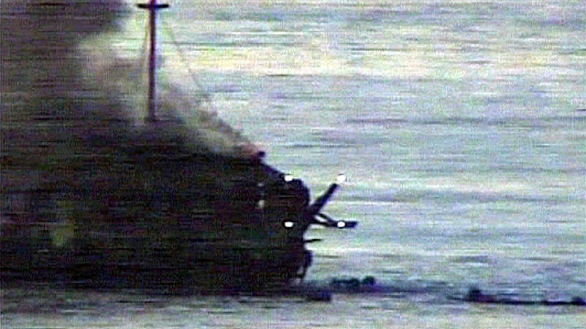 Asylum boat ablaze