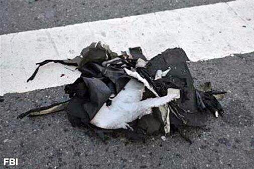 Remnants of the backpack said to contain one of the Boston Marathon bombs.