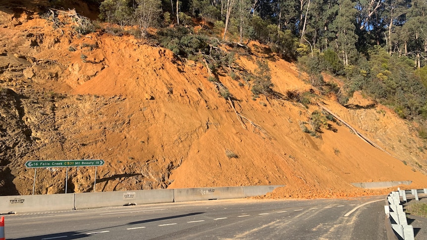 A landslide on a road.