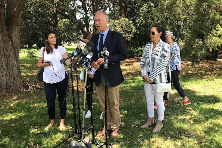 Federal Liberal MP John Alexander speaks to the media as he announces his resignation.