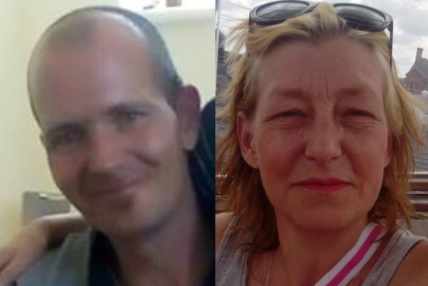 Composite image of Charlie Rowley smiling on the left and Dawn Sturgess wearing sunglasses on her head