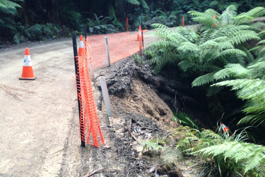 Road collapse on Lake Dobson Road