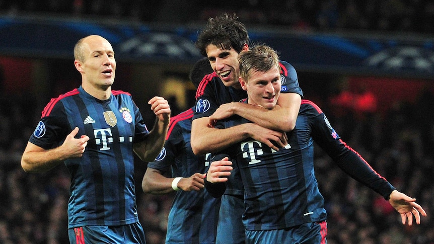 Bayern Munich celebrate goal against Arsenal