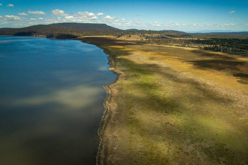 An aerial shot of Lake Sorrel.