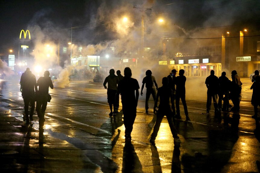 Protesters on the streets of Ferguson