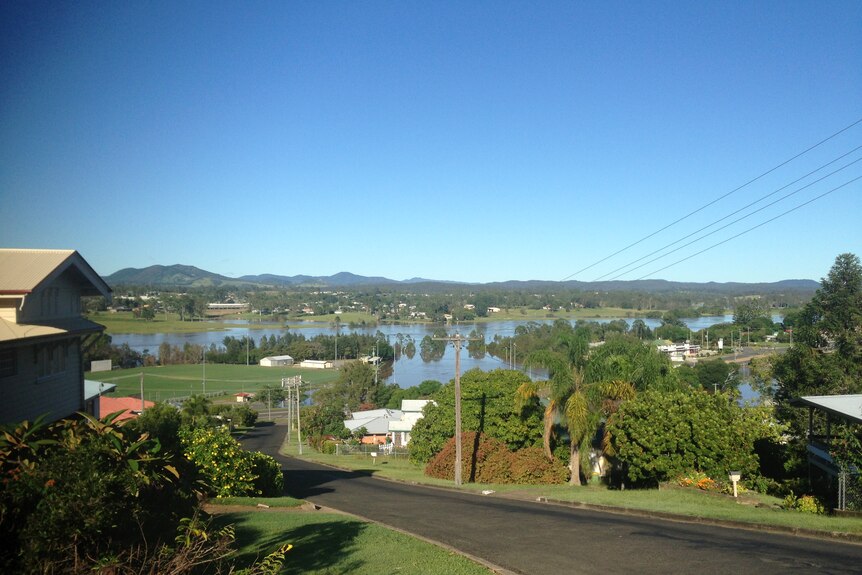 Rising floodwaters in Gympie