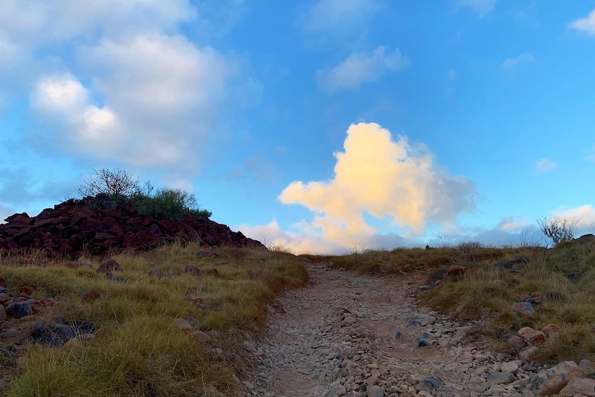 A rocky hill.