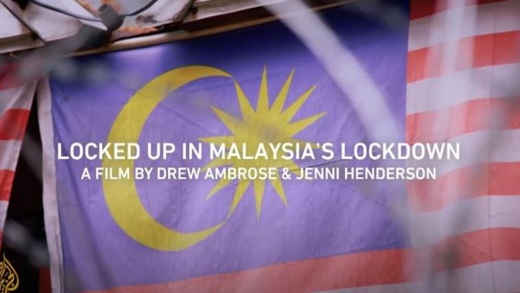 screenshot of documentary Locked up in Malaysia's Lockdown film showing Malay flag