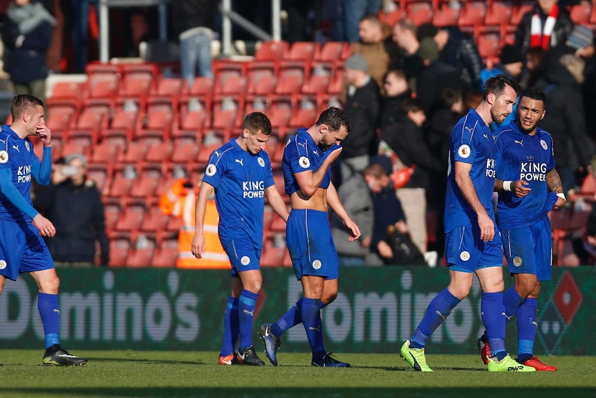 Leicester City players walk off dejected after losing to Southampton on January 22, 2017.