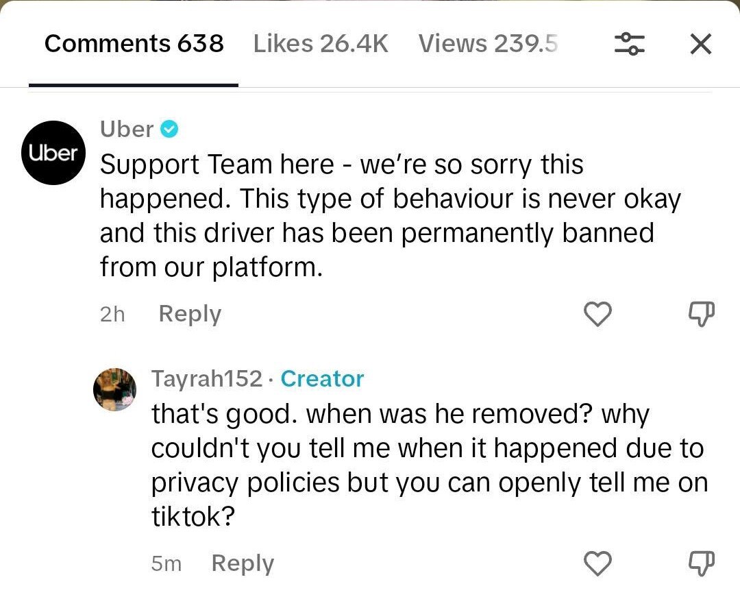 Una captura de pantalla en Tik Tok 