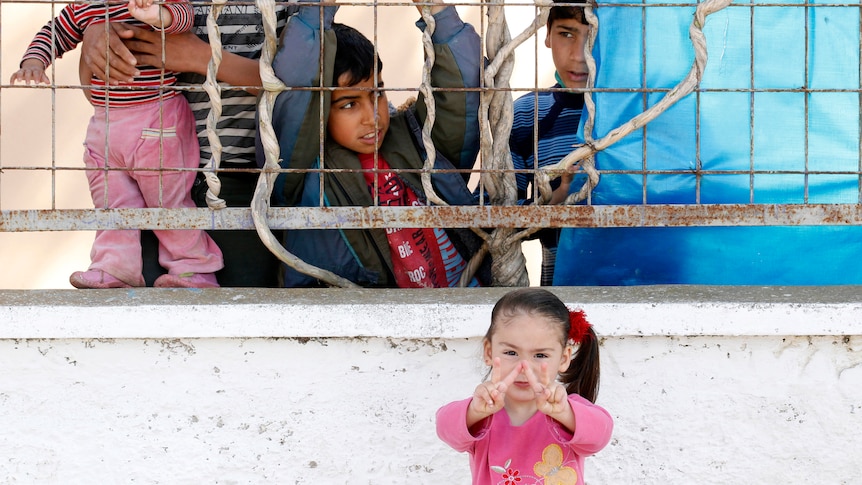 Syrian refugee children at a camp in Turkey