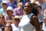 Serena Williams celebrates win over Elena Vesnina
