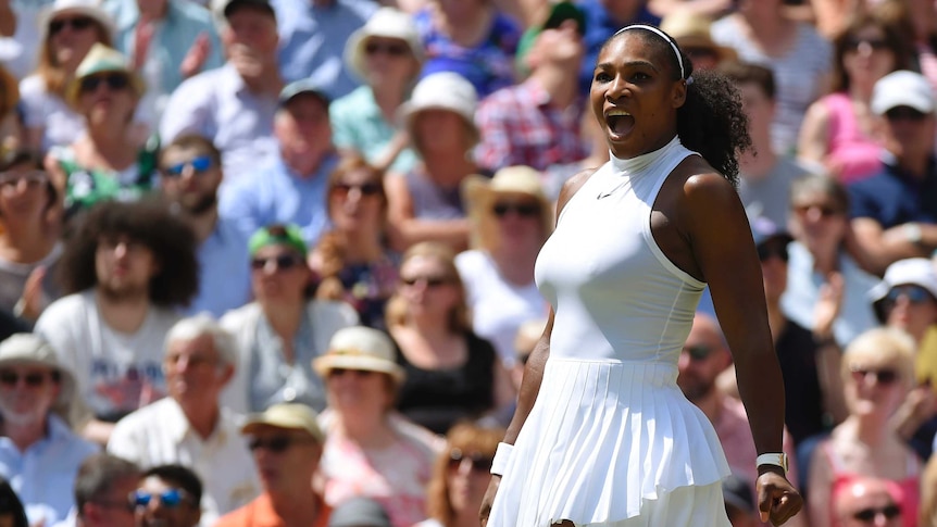 Serena Williams celebrates win over Elena Vesnina