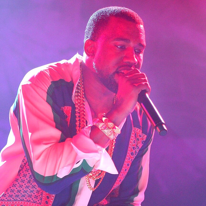 Kanye West performs on stage at the Big Day Out.