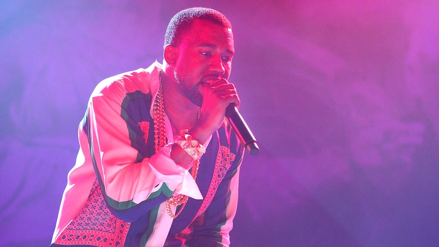 Kanye West performs on stage at the Big Day Out.