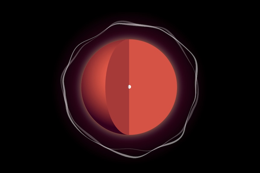 Illustration of a star beginning to implode and turn into a supernova.