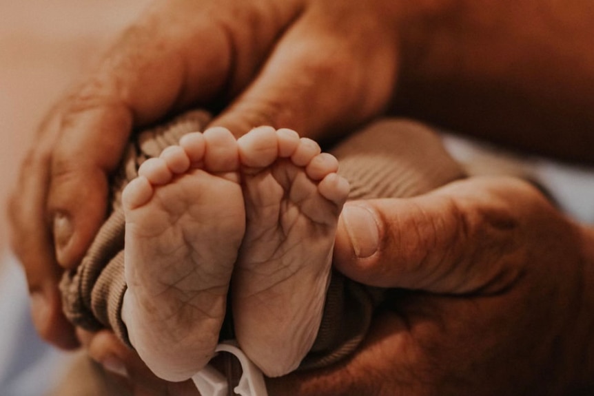 a newborn baby's feet