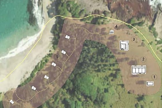 A concept map shows accommodation will be developed on the cleared areas around Mowarry Point.