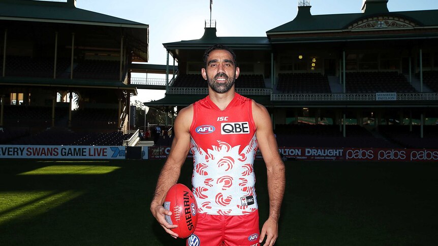 Adam Goodes wearing Sydney's Indigenous Round guernsey