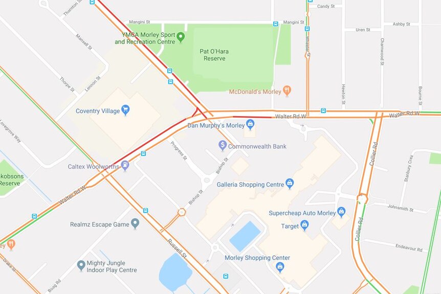 Morley shopping precinct on Google Maps.