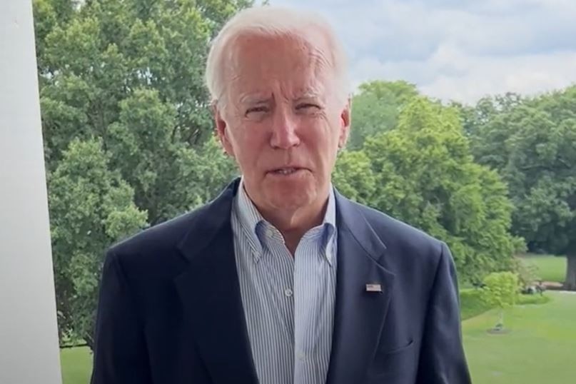 Joe Biden speaks from the White House. 