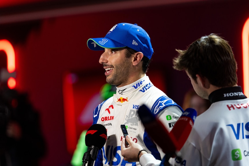 Daniel Ricciardo speaks at the Bahrain GP