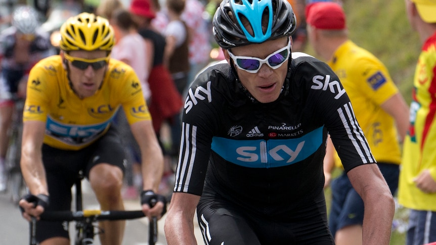 Bradley Wiggins Christopher Froome ride in the seventeenth stage of the Tour de France.