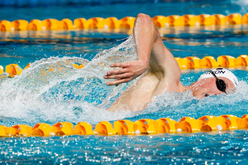 Mack Horton swims in the 1500m freestyle