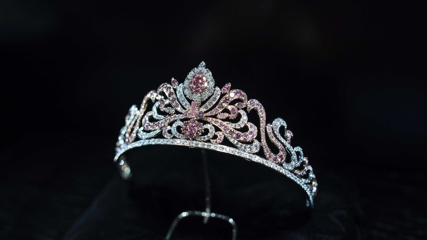 A tiara made out of pink and white diamonds from Argyle.