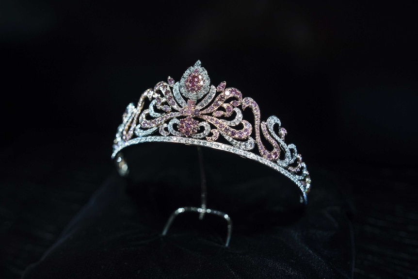 A tiara made out of pink and white diamonds from Argyle.