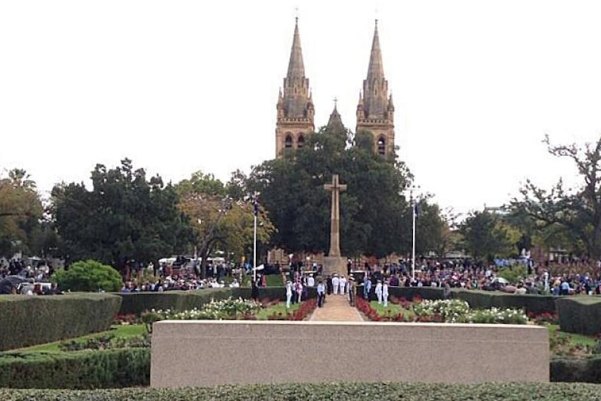 A remembrance service at the Cross of Sacrifice in Adelaide.