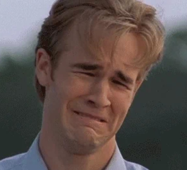 Una captura de pantalla del GIF de Dawson llorando 