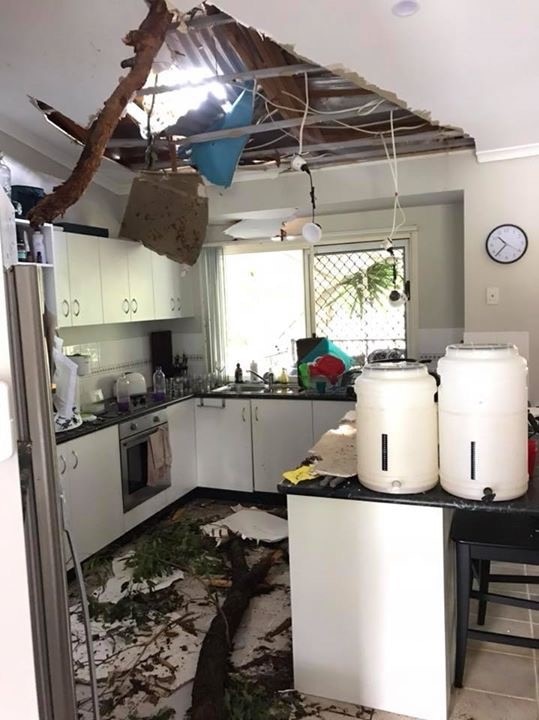 The interior of a house on Sidney Drive in Beerwah was significantly damaged by the storm. 