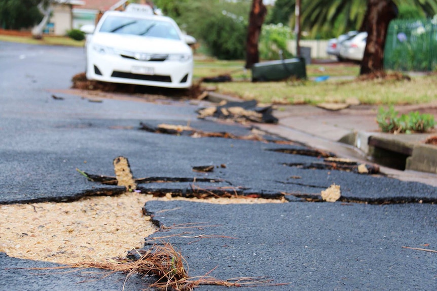 Roads were damaged at Enfield due to flash flooding