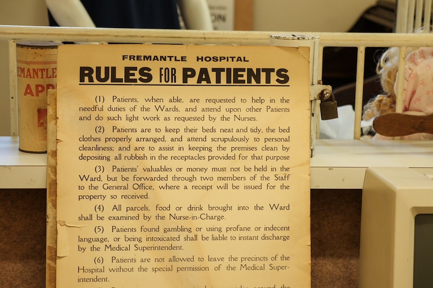 Old rules for patients at Fremantle Hospital Museum