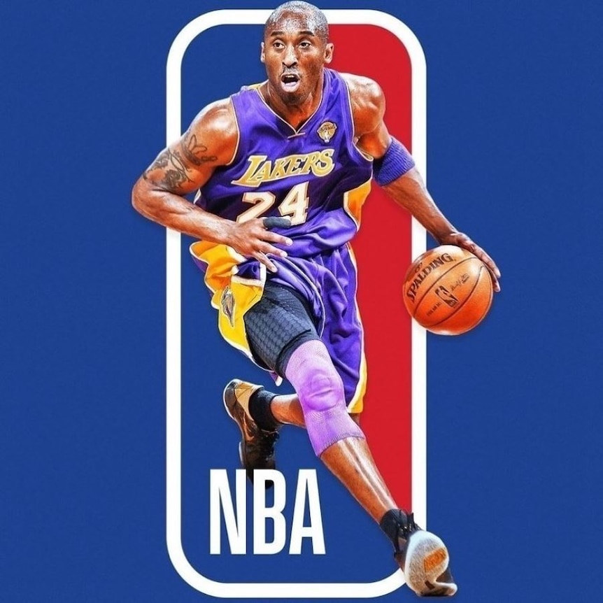 A mocked up NBA logo with a photo of Kobe Bryant pasted over the top.
