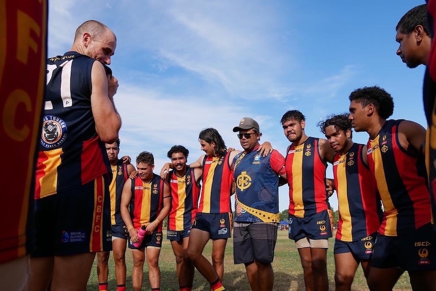 Cable Beach Greenbacks celebrating a win at Bidyadanga June 2022. 