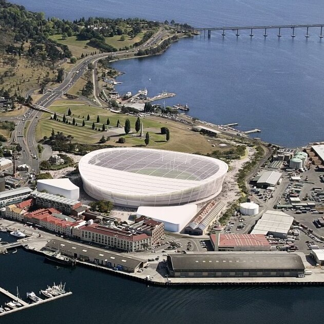 A concept design for an AFL stadium at Macquarie Point.